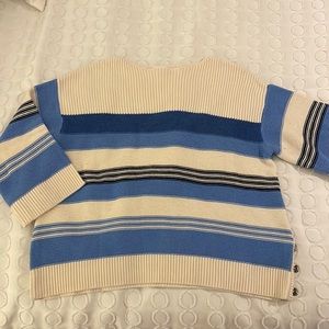 Cream and blue striped sweater
